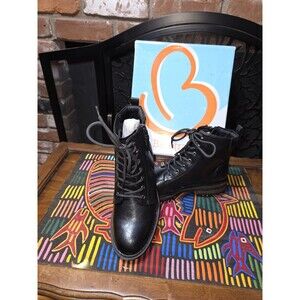Baretraps AmySue Combat Boots Womens 7 Black Lace Up Side Zip Comfort Ankle NIB